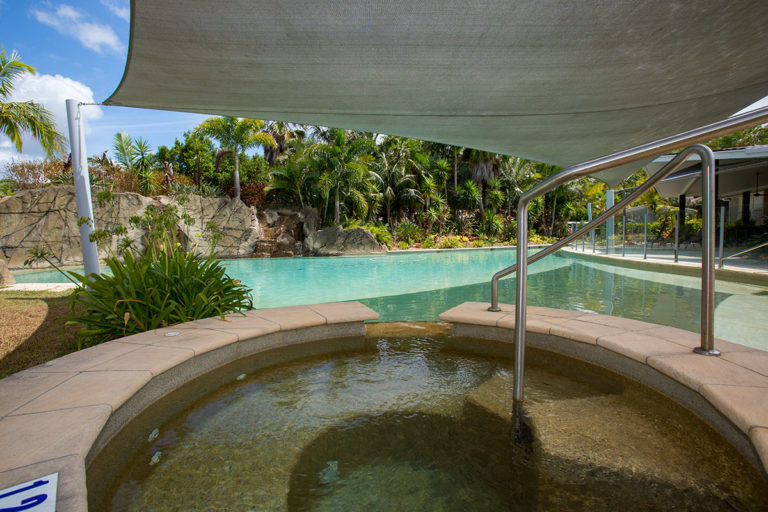 outdoor swimming pool and spa