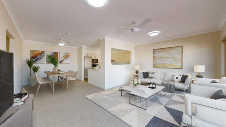 Spacious lounge in a retirement villa