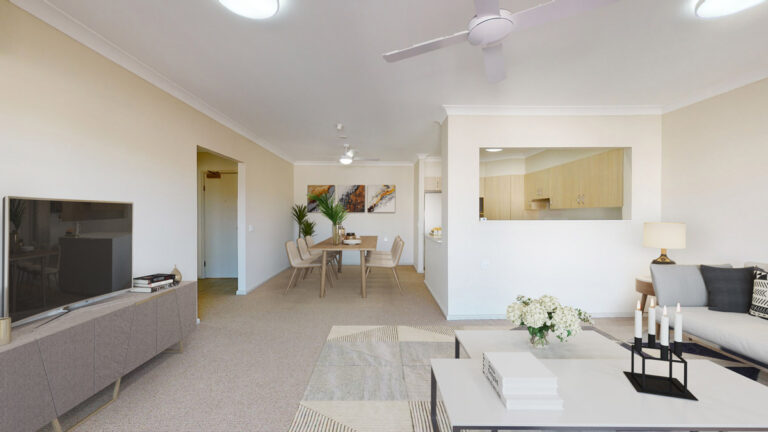 Spacious lounge in a retirement villa