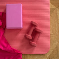 yoga mat and block