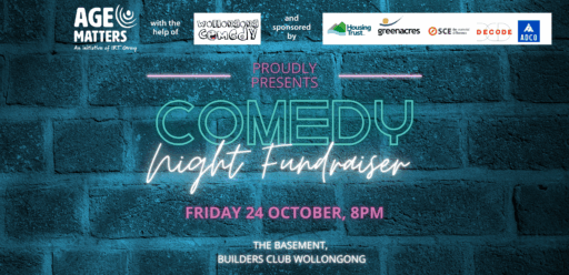 Age matters comedy night event banner 24 October